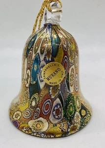 VTG Murano Glass Campanella Millefiori Christmas Bell Ornament 3” Set Of 3 - Picture 1 of 17