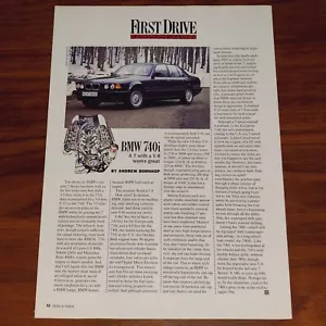 BMW 740i E32 7er MAGAZIN DRUCKARTIKEL ROAD & TRACK FIRST DRIVE LIMOUSINE - Bild 1 von 4