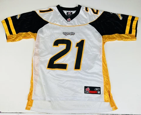 Vintage Reebok Hamilton Tiger Cats Delgado #21 CFL Football Jersey Men's Medium Cover