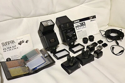 Job Lot: 2x Sunpak auto383 Super Flashlight + 4x Slave Units + Extra (repair) - Image 1 of 4