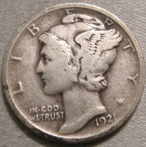 BETTER WITH FULL DATE & LETTERING - 1921 P MERCURY DIME *** 90% SILVER *** 777 Cover
