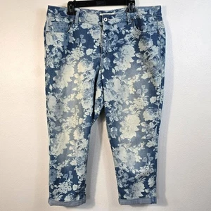 Faded Glory Boyfriend Crop Jeans Damen 18W blau Blumen verblassen Cottagecore Freizeit - Bild 1 von 12