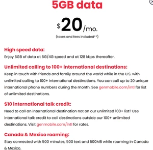 Prepaid Unlimited Talk, Text, 5GB Daten, eSIM Aktivierung, nur USA, keine Simkarte - Bild 1 von 4
