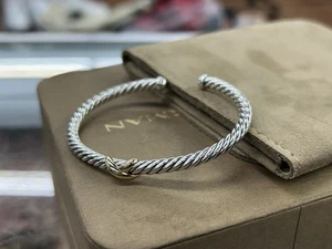PULSERA ESTACIÓN CABLE CLÁSICA DAVID YURMAN X PLATA 925, ORO 14K, 5mm SIN CAJA - Imagen 1 de 10