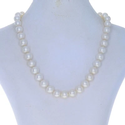 Collana In Perle Di Acqua Dolce Coltivate In Oro Bianco Annodata 16 1/2" - 14k - Immagine 1 di 4