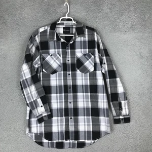 Akademiks Shirt Mens 2XL Black Gray White Plaid Button Down Long Sleeve Casual - Picture 1 of 6