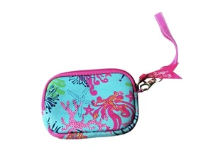 LILLY PULITZER Coral Reef Printed Matte Polyester Zip Wristlet with Strap - Picture 1 of 6