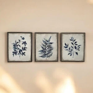 Botanical Fern Indigo by Sara Berrenson Art Print Set of 3 Kirkland Collection - Picture 1 of 11
