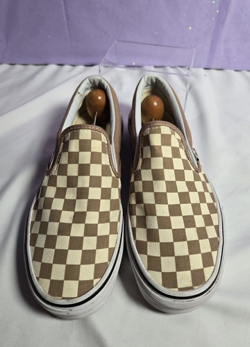 Vans Scarpe da Ginnastica Unisex Adulto Slip On Beige Scacchiera Ottime Condizioni ...