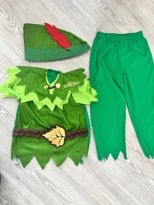 Peter Pan Complete Fancy Dress Costume Age 3-4 Official Disney Hat Trousers Top - Picture 1 of 8