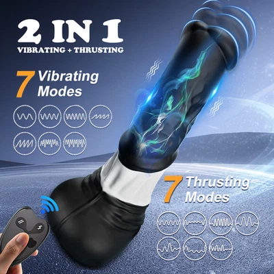 12" Thrusting Dildo Vibrator Huge Thick G-spot Monster Big Penis Remote Sex Toys - Image 1 of 4