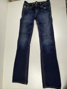 Pantalones de mezclilla MEK DNM para mujer azul bigote Oaxaca corte bota elástico bordado 25/34 - Imagen 1 de 24