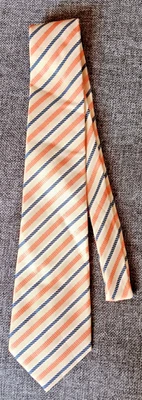 Dress Tie 70s 80s 90s Y2K Men George Martin Ivory blue orange 3.5 Wide 59 inches - Image 1 of 4