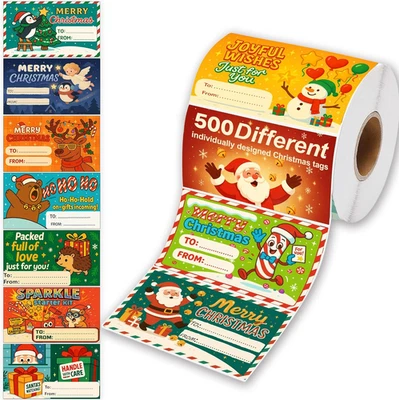 500 Unique Christmas Gift Tags for Presents & Wrapping - 2.95 x 1.6 Inch - Изображение 1 из 4