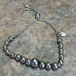 Brazalete ajustable Italia 925 plata robando corte diamante cuentas graduadas - Imagen 1 de 9