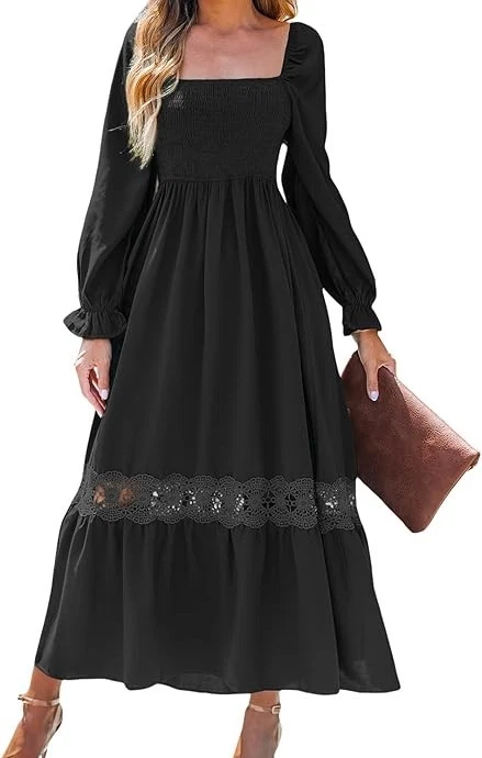 Vestido maxi feminino feminino tamanho 10 - 12 manga comprida fumê babado renda saindo - Imagem 1 de 4