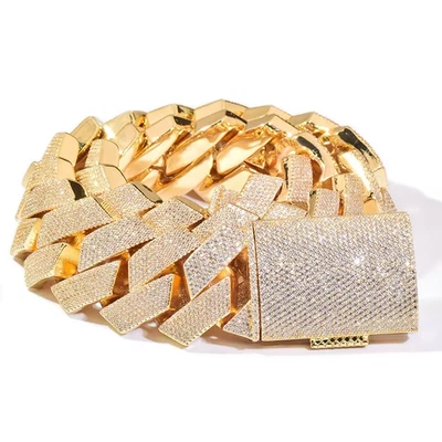 Collar de cadena cubana rombo pesado grande 25/30 mm 5aaa+ circonita cúbica Ice Out Hop Foto 1 de 4