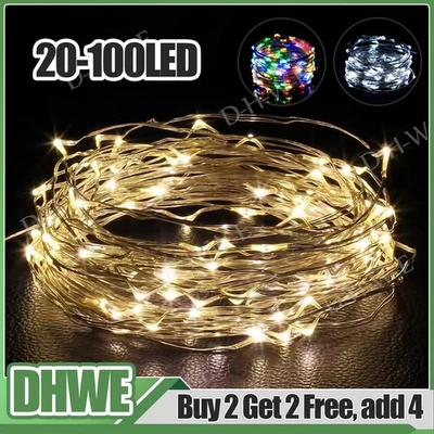 Fairy String Lights Micro Rice Wire Xmas Party Light 20-100LED Battery Operated