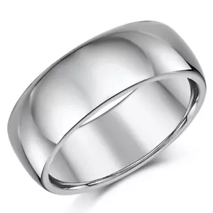 Men's 8mm Cobalt Wedding Ring Court Polished Wedding Band Heavy Weight All Sizes - Picture 1 of 5