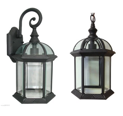 Aluminum Outdoor Exterior Lantern Wall Lighting Fixture Black Sconce Hanging - Image 1 of 3
