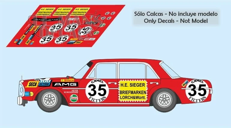 LE MANS DECALS Decals Mercedes 300 SEL 6.8 AMG 24h Spa 1971 35 1:32 1:43 1:24 1:18 Slot Calcas