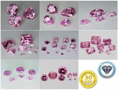 Pink CZ AAA Loose Cubic Zirconia Gemstone Round Pear Oval Square Heart Octagon - Image 1 of 3