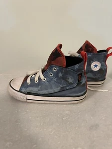 Scarpe sneakers Converse All Stars alte stampa bandiera americana bambino USA taglia 9 - Foto 1 di 7