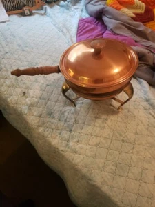 vintage copper chafing Pan/wooden Handle - Picture 1 of 6