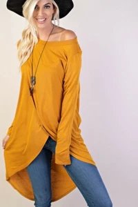 Mustard Boat Neck Surplice Tunic - Picture 1 of 3
