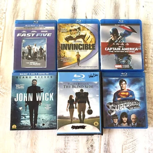 Lot Of 6 Drama Action Blu Rays: Cpn America, John Wick, Superman, Fast 5, etc - Picture 1 of 13