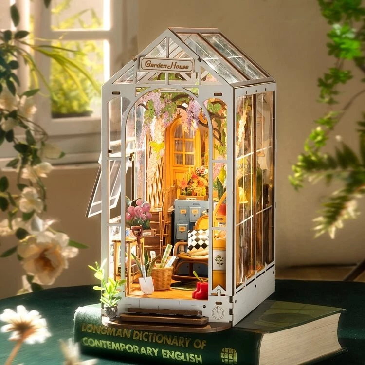 Rolife 3D Wooden Puzzle Holiday Garden House DIY Book Nook Shelf Insert LED Gift - image 1 of 4
