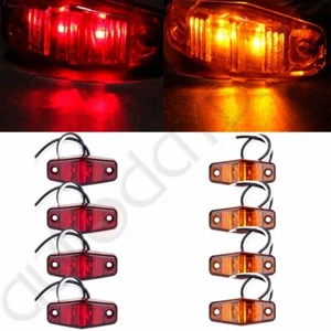8pcs Led Light Red/Amber Universal Surface Mount Clearance Side Marker Trailer - Picture 1 of 8