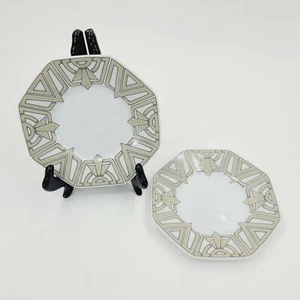 Piattini vintage 1976 Fitz & Floyd The Ritz taupe ottagonali stile deco 5,75" - Foto 1 di 6