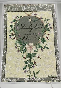 Jacquard Webstoff Panel Stoff Deko "Annie Danielson" 18x13 Blumen Wandteppich - Bild 1 von 5