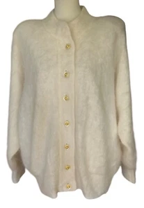 Belldini Angora Blend Collarless Lined Long Sleeve Button Up Jacket Women XL - Picture 1 of 11