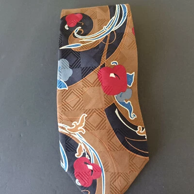 Corbata KRIZIA UOMO 100 % Seda Diseño Abstracto Forro Logo Pantera Negra Italia Foto 1 de 4