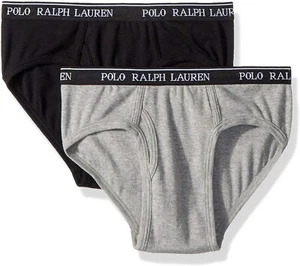 Polo Ralph Lauren 178095 Boys Kids 2-Pack Briefs Black/Gray Size Small - Picture 1 of 2