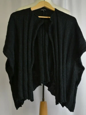 Eskandar Sz 0/S Cotton Linen Vest Black Open Cardigan Hand Loomed Shrug Scotland - Image 1 of 4