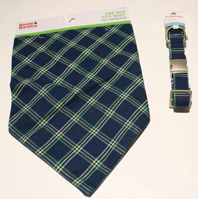 Boots & Barkley LARGE Dog Bandana and Collar Set Matching Plaid - Image 1 of 3