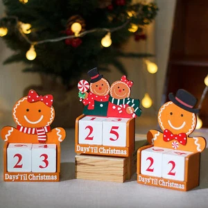 Wooden Block Calendar for Desk 2024 Gingerbread Man Advent Calendar positive - Picture 1 of 5