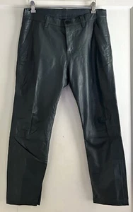 A|X Armani Exchange Dark Green Genuine 100% Leather Straight Leg Pants Size 32 - Picture 1 of 5