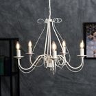 Traditional 5 Way Chandelier Cream Metal Ceiling Light Lounge Lamp LED Bulbs
