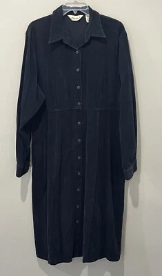 Vintage Eddie Bauer Dress Women’s 20 Tall Navy Blue Corduroy Modest Prairie 90s - Image 1 of 4