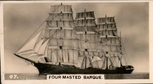 Tarjeta de cigarrillo WD & HO Wills envío y envío # 47 cuatro mástiles barca - Imagen 1 de 2