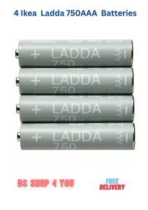 Ikea 4 Batteries LADDA Rechargeable battery, HR03 AAA 1.2V, 750mAh - Picture 1 of 5