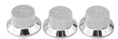 Nuovo 3 Bottoni Argento STRATOCASTER Top Hat - Chitarra Strat - Immagine 1 di 4