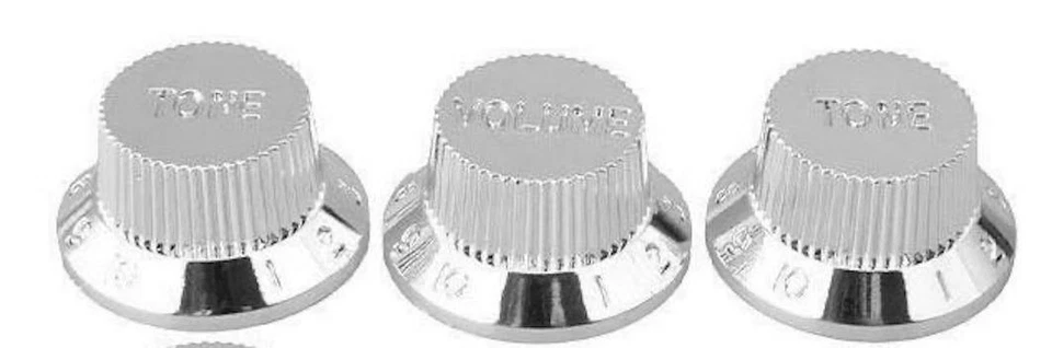 Nuovo 3 Bottoni Argento STRATOCASTER Top Hat - Chitarra Strat - Immagine 1 di 4