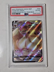 2021 Pokemon SWSH BSP Shining Fates Elite Trainer #87 Eevee VMAX Full Art PSA 6 - Foto 1 di 2