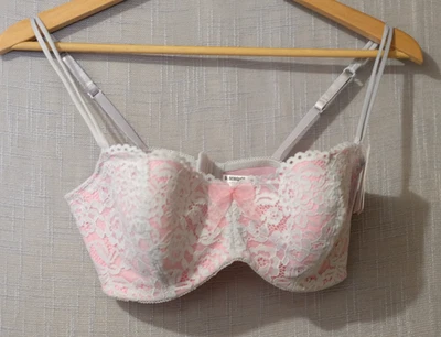 Novo com etiquetas! Sutiã b.tempt'd by Wacoal 953144 renda rosa/cinza tamanho 36DD #H88-46 - Imagem 1 de 4