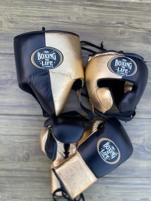 No Boxing No Life Sparring Set Guantes de Boxeo Barra para la Nariz Protector para la Cabeza y Protector de Ingule Foto 1 de 3